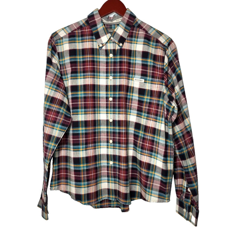 Rockies Miller Plaid Button Down Cotton Woven‎ Shirt Size Large Sporty Classic